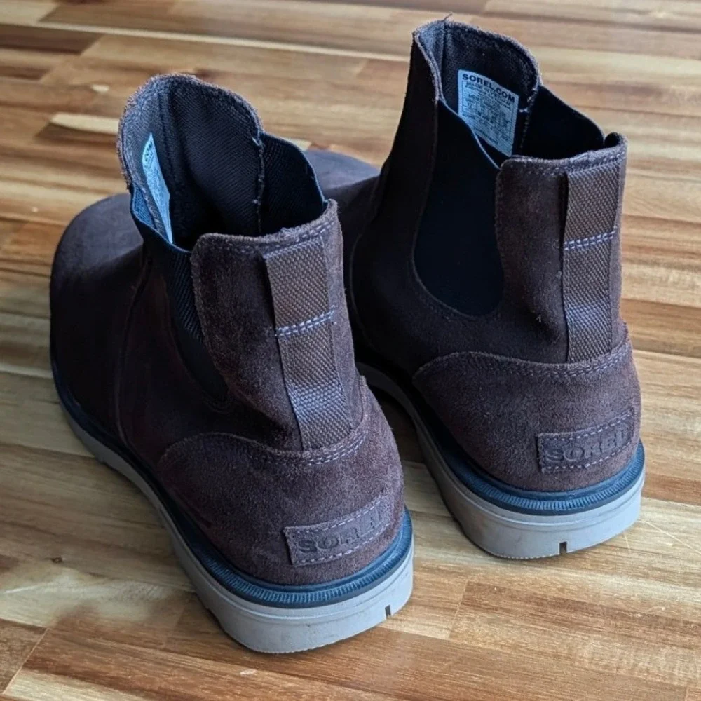 Sorel Men Chelsea Waterproof Suede Boots Dark Brown Size 12